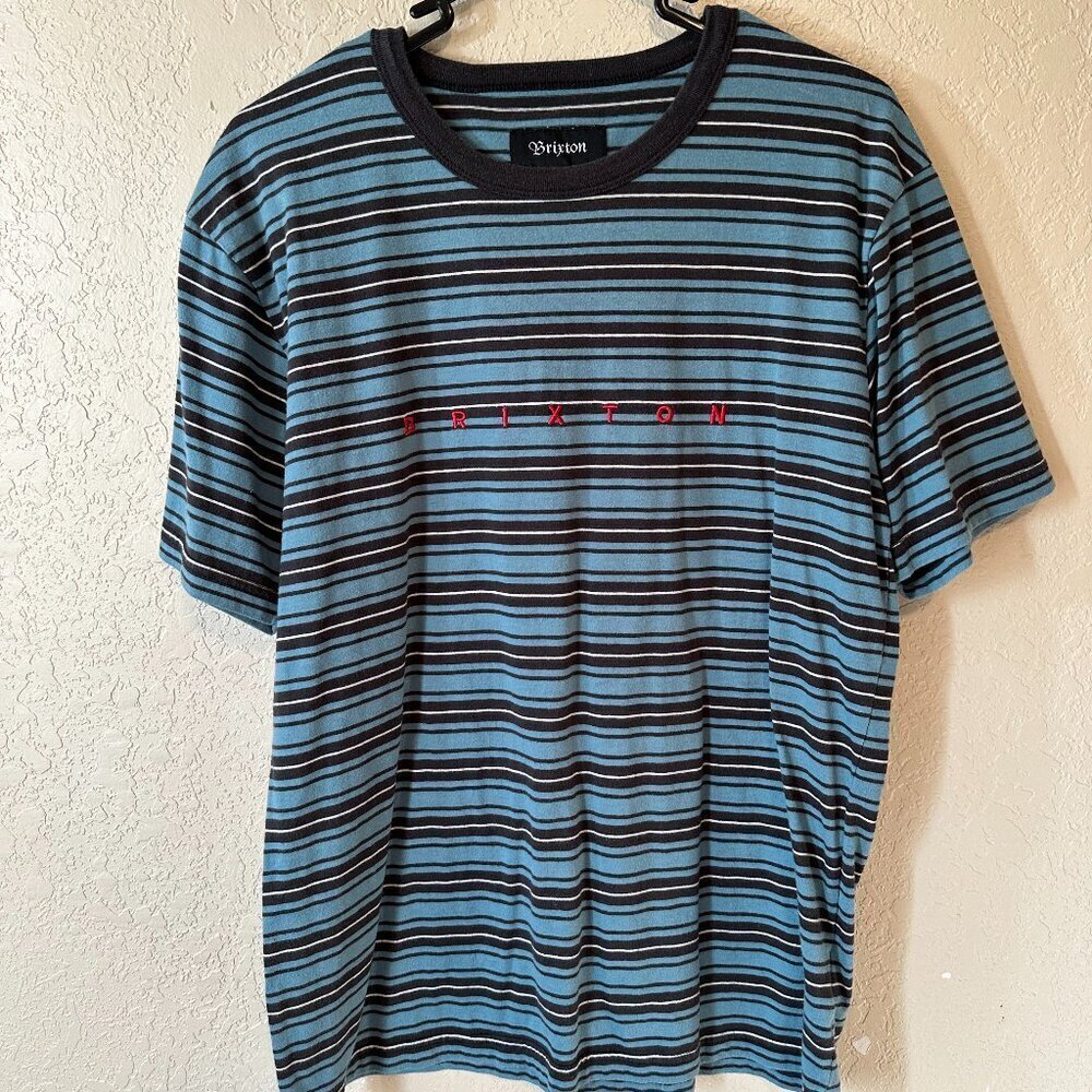 Brixton Men's Striped Logo Tee Shirt